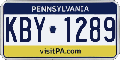 PA license plate KBY1289