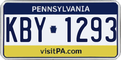PA license plate KBY1293