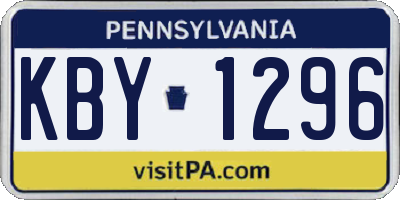 PA license plate KBY1296