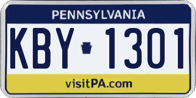 PA license plate KBY1301