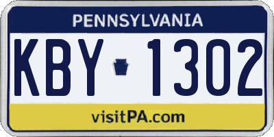 PA license plate KBY1302