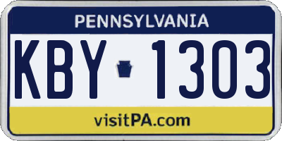 PA license plate KBY1303