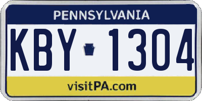 PA license plate KBY1304