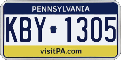 PA license plate KBY1305