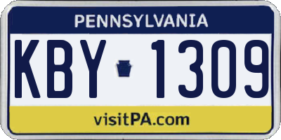 PA license plate KBY1309