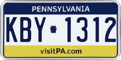 PA license plate KBY1312