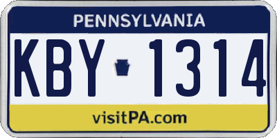 PA license plate KBY1314