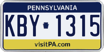 PA license plate KBY1315