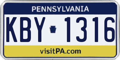 PA license plate KBY1316