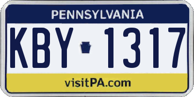 PA license plate KBY1317