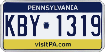 PA license plate KBY1319