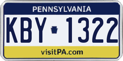 PA license plate KBY1322