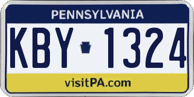 PA license plate KBY1324
