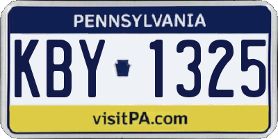 PA license plate KBY1325