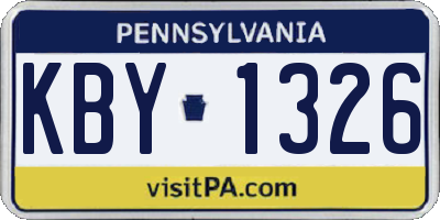 PA license plate KBY1326