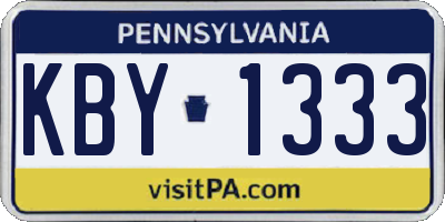 PA license plate KBY1333