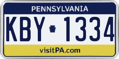PA license plate KBY1334