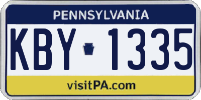 PA license plate KBY1335