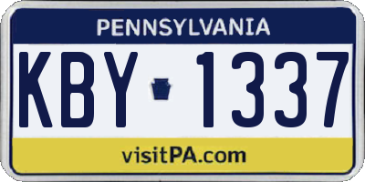 PA license plate KBY1337