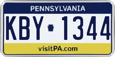 PA license plate KBY1344
