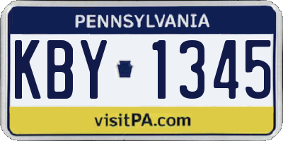 PA license plate KBY1345