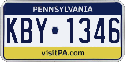 PA license plate KBY1346
