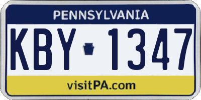 PA license plate KBY1347