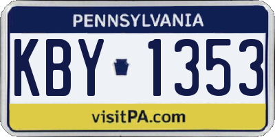 PA license plate KBY1353