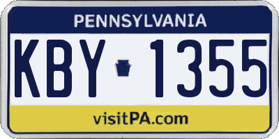 PA license plate KBY1355
