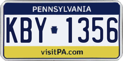 PA license plate KBY1356