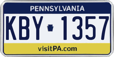 PA license plate KBY1357