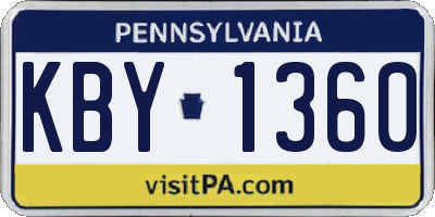PA license plate KBY1360