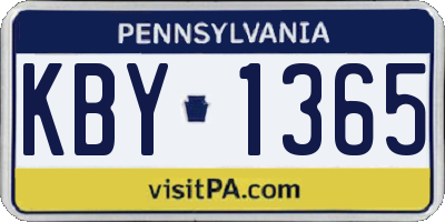PA license plate KBY1365