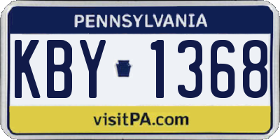 PA license plate KBY1368