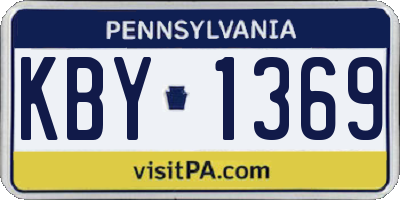 PA license plate KBY1369