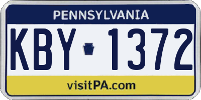 PA license plate KBY1372