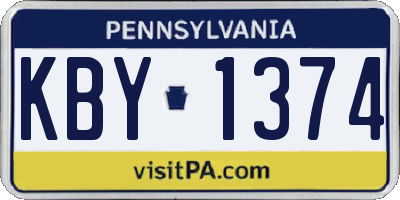 PA license plate KBY1374
