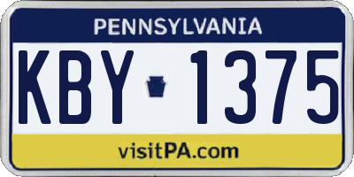 PA license plate KBY1375