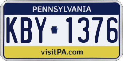 PA license plate KBY1376