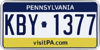 PA license plate KBY1377