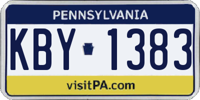 PA license plate KBY1383