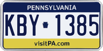 PA license plate KBY1385
