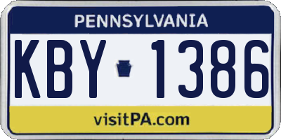 PA license plate KBY1386