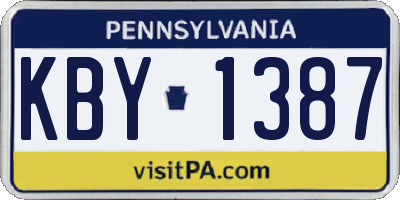 PA license plate KBY1387