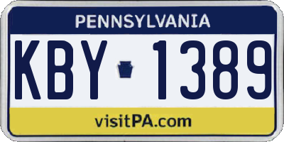 PA license plate KBY1389