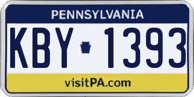 PA license plate KBY1393