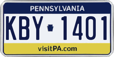 PA license plate KBY1401
