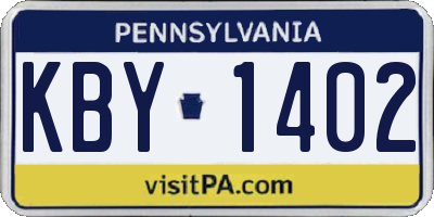 PA license plate KBY1402