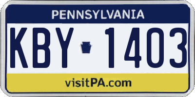 PA license plate KBY1403