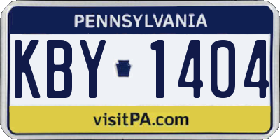 PA license plate KBY1404